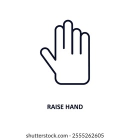raise hand outline icon.  Thin line icon from e learning and education collection. Editable vector isolated on white background