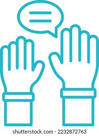 Heben Sie die Hand, die Vektorsymbol. Kann für Druck-, Mobil- und Web-Anwendungen verwendet werden.