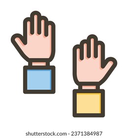 Raise Hand Vector Thick Line Filled Colors Icon For Personal And Commercial Use.
