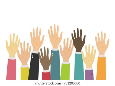 Raise Up Hands Icon. Volunteering, Charity, Donation, Education, Business Training Concept. Volunteer Crowd Hand. Vector Illustration