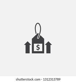 Raise prices base icon. Simple sign illustration. Raise prices symbol design. Can be used for web, print and mobile