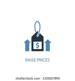 Raise Prices Concept 2 Colored Icon. Simple Blue Element Illustration. Raise Prices Concept Symbol Design. Can Be Used For Web And Mobile UI/UX