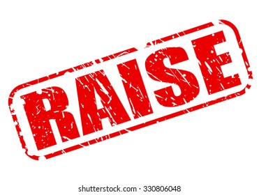 RAISE red stamp text on white