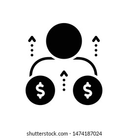 Raise salary vector black icon