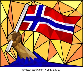 Raise Your Flag Up High - Hand Holding Norway Flag