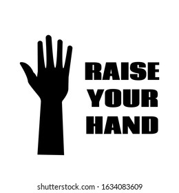 Heben Sie Ihr schwarzes Poster auf die Hand. Clip-Art-Bild einzeln auf weißem Hintergrund