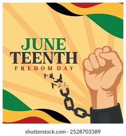 Heben Sie Ihre Hand, um die Kette zu brechen. Tag der Freiheit oder der Emanzipation in Amerika. Juneteenth Konzept. Flache Vektorgrafik.