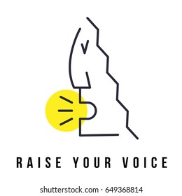Raise your voice concept. Person speaking. Line art. Vector illustration for Freedom of Speech