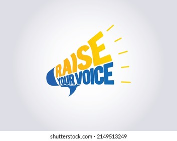 Raise your voice to save Ukraine concept vector illustration. Social media and Ukraine social problem protest poster.