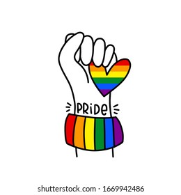 Raised Arm Gesture Holding Lgbt Rainbow Stock Vector (Royalty Free ...