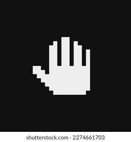 Raised back of hand, emoji. Voting hand. Pixel art style. Isolated vector illustration.