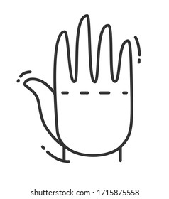 Raised back hand gesture line icon.A hand hold up showing from side of the palm.Voting,volunteering symbol.Vector isolated illustration
