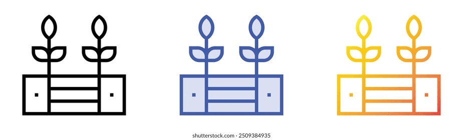 raised bed icon. Linear, Blue Fill and Gradient Style Design Isolated On White Background