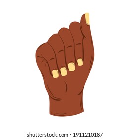 Raised Black Hand Female Fist, White Background Vector Illustration