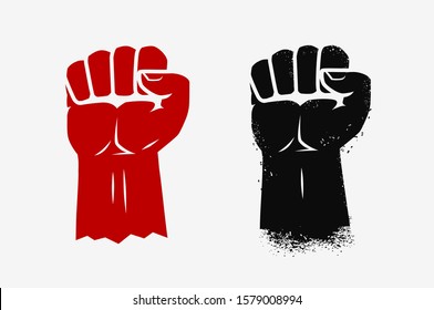 Raised clenched fist. Graphic symbol vector illustration