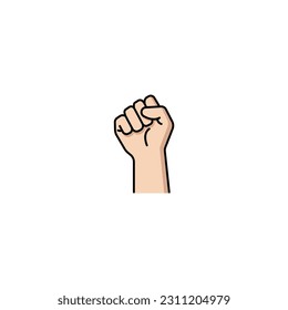 Raised up Clenched fist icon or logo vector graphics