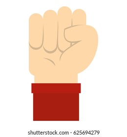 Raised up clenched male fist icon flat isolated on white background vector illustration