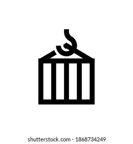 Raised container with cargo. Simple linear icon. Vector illustration