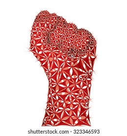 Raised fist abstract vector illustration.