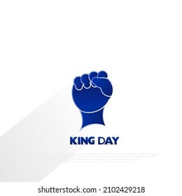 Raised fist in blue color on a luxury background for King day. Illustration for Martin Luther Jr. King. MLK day.