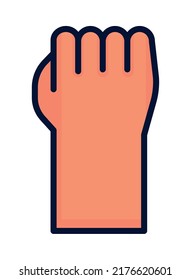 raised fist cartoon icon isolated flat