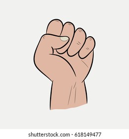 Raised Fist. Compressed hand pointing upwards. protest. Vector illustration.
