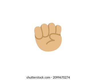 Raised Fist Emoji Gesture Medium Light Skin Tone. Medium Light Skin Tone Raised Fist emoticon gesture