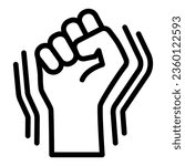 Raised fist gesture line icon, Black lives matter concept, Human hand up BLM sign on white background, Fist raised up icon in outline style for mobile concept, web design. Vector graphics