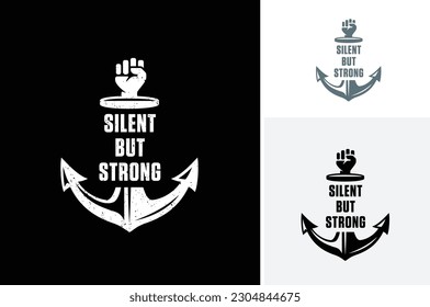 Raised Fist Hand with Anchor Silhouette for Boat Ship Brand or Nautical Marine Freedom Power Revolution Logo