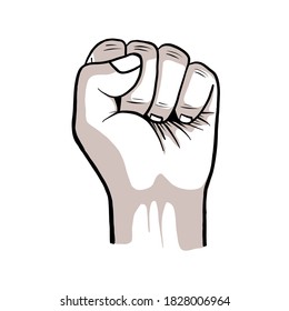 the raised fist, hand clenched vector illustration. power, strength, or protest symbol