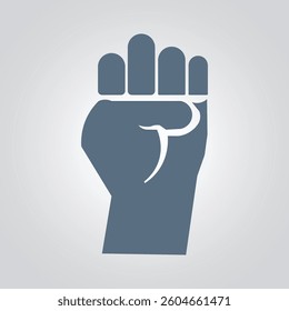 Raised fist hand, gesture hand signs, Hand gesture icons with a silver abstract background