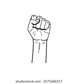 Raised Fist Hand Gesture Silhouette Vector Design