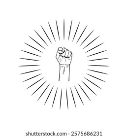 Raised Fist Hand Gesture Silhouette Vector Design