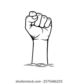 Raised Fist Hand Gesture Silhouette Vector Design