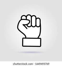 Icono vectorial de gesto de primera mano levantado en un fondo gris con sombra suave