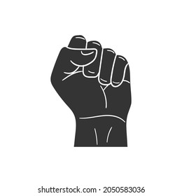 Raised Fist Hand Icon Silhouette Illustration. Revolution Vector Graphic Pictogram Symbol Clip Art. Doodle Sketch Black Sign