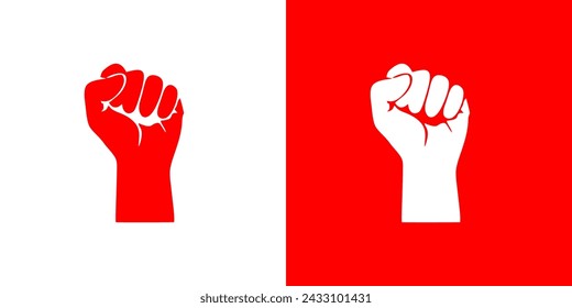 Raised fist hand logo vector icon