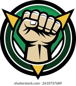 Raised fist hand logo vector icon