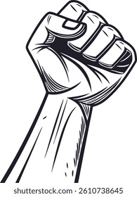 Raised fist hand logo vector icon