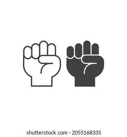 Raised fist hand power. Vector icon template