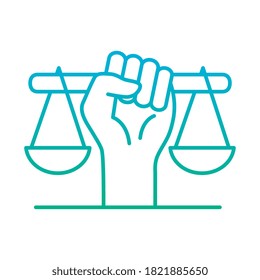 raised fist hand with scale degraded style icon design, Manifestation human rights and protest theme Vector illustration