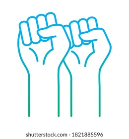 raised fist hands degraded style icon design, Manifestation human rights and protest theme Vector illustration