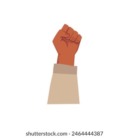 Raised fist in honor of Human Rights Day, a strong symbol of unity in protest. Flat design suitable for information campaigns and educational materials.