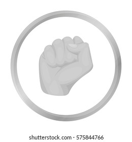 Raised fist icon in monochrome style isolated on white background. Hand gestures symbol stock vector illustration.