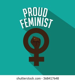 Raised fist icon of proud feminist movement. EPS 10 vector.