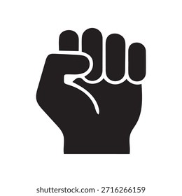 Erhobenes erstes Symbol. Solides Glyphensymbol für Macht, Solidarität und Widerstand.
