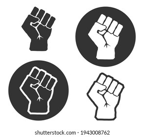 Raised fist icon symbol shape. Justice, revolution, protest logo sign. Vector illustration image. Isolated on white backround.