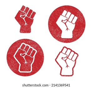 Raised fist icon symbol shape. Justice, revolution, protest logo sign. Vector illustration image. Isolated on white backround.	
