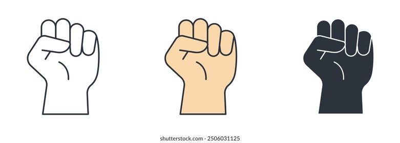 Raised Fist icon symbol vector illustration isolated on white background