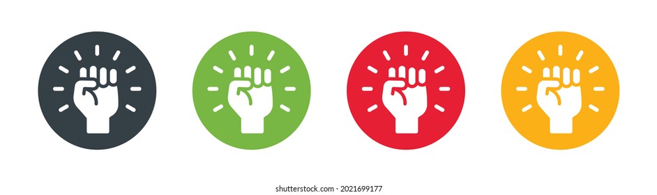 Raised fist icon. Symbol of victory, strength, power and solidarity vector illustration.